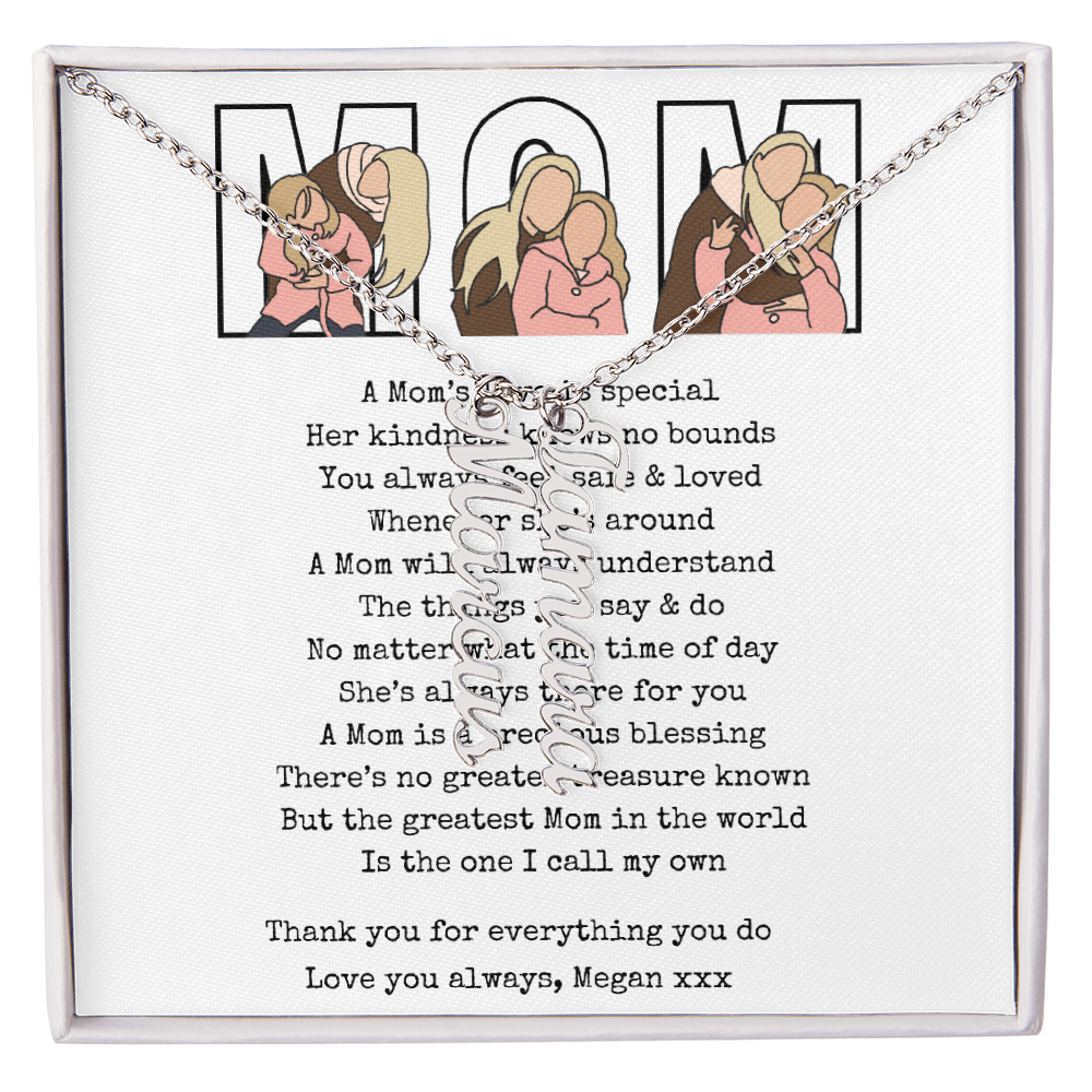 Personalized Mom Multi Vertical Name Necklace