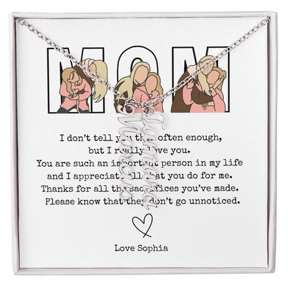 Personalized Mom Multi Vertical Name Necklace