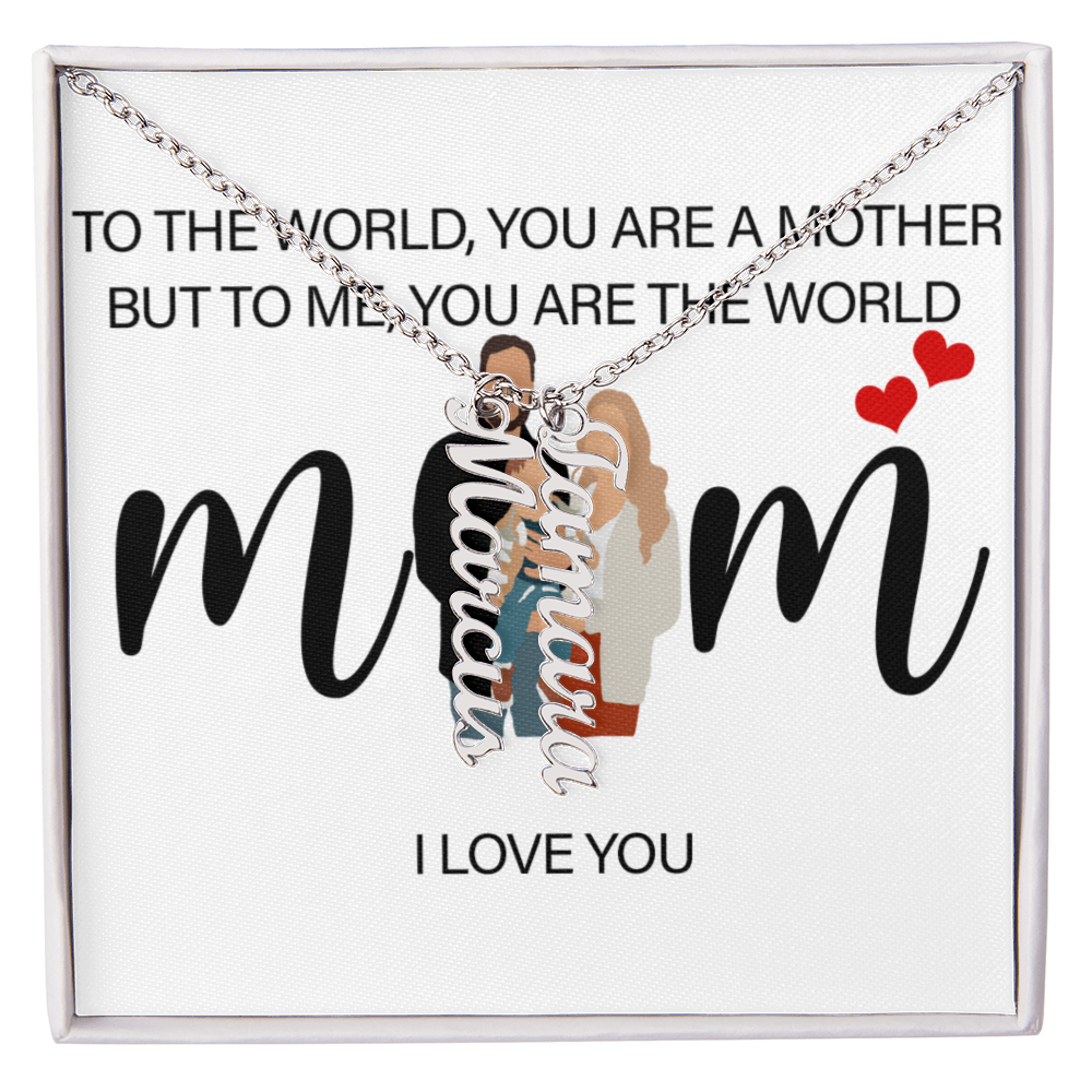 Personalized Mom I Love You Multi Vertical Name Necklace