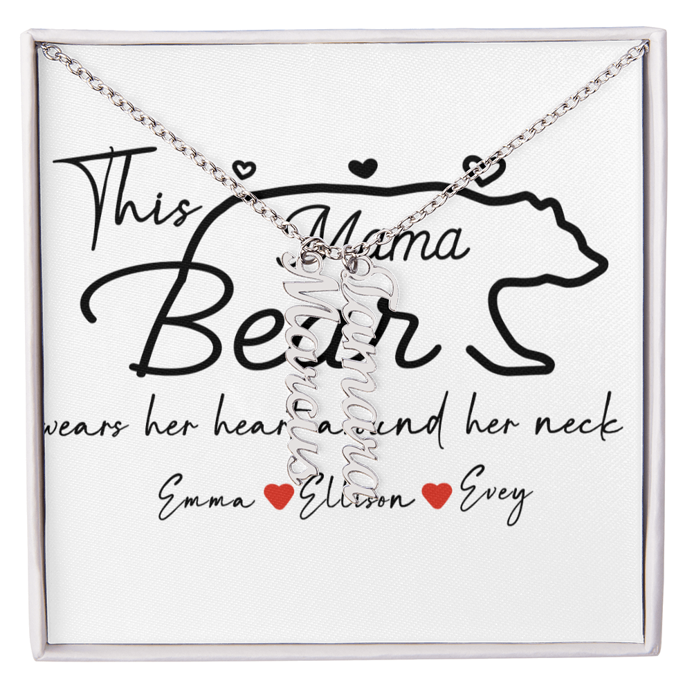 Personalized Mama Bear Multi Vertical Name Necklace