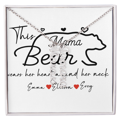 Personalized Mama Bear Multi Vertical Name Necklace