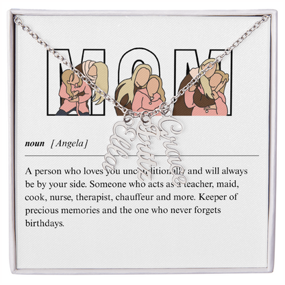 Personalized Mom Multi Vertical Name Necklace