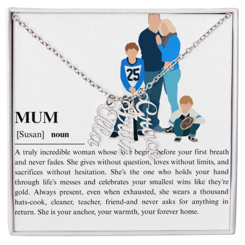 Personalized Mum Multi Vertical Name Necklace