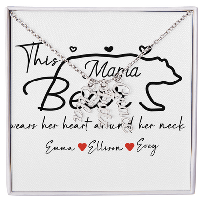Personalized Mama Bear Multi Vertical Name Necklace