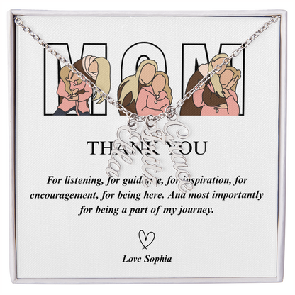 Personalized Thank You Mom Multi Vertical Name Necklace