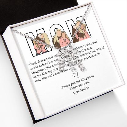 Personalized Mom Multi Vertical Name Necklace