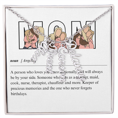 Personalized Mom Multi Vertical Name Necklace