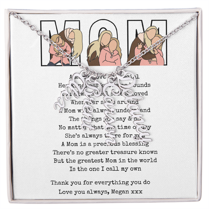 Personalized Mom Multi Vertical Name Necklace