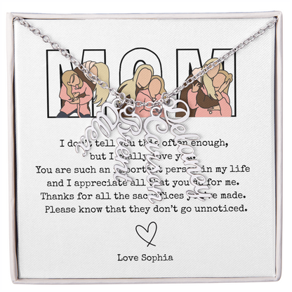 Personalized Mom Multi Vertical Name Necklace