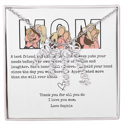 Personalized Mom Multi Vertical Name Necklace