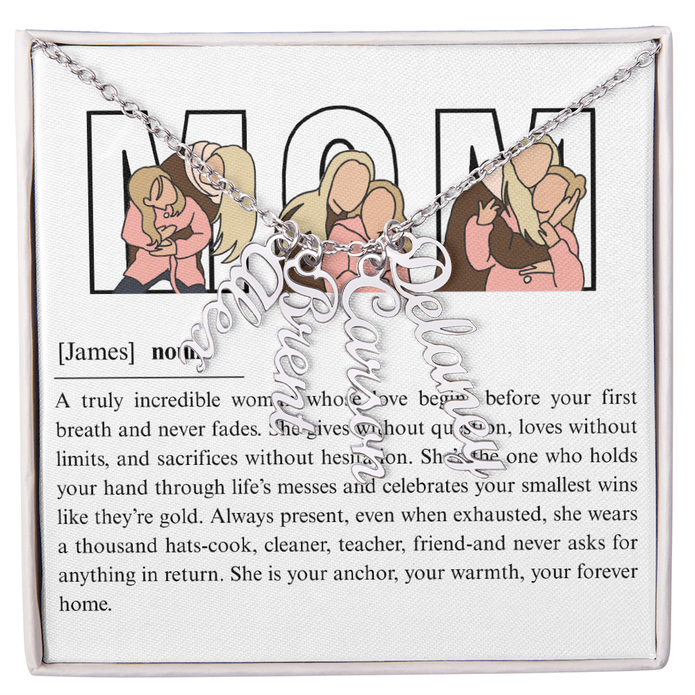 Personalized Mom Multi Vertical Name Necklace