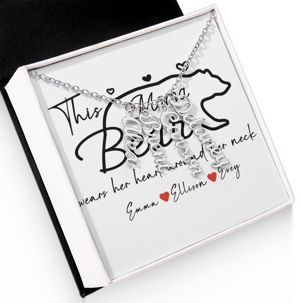 Personalized Mama Bear Multi Vertical Name Necklace