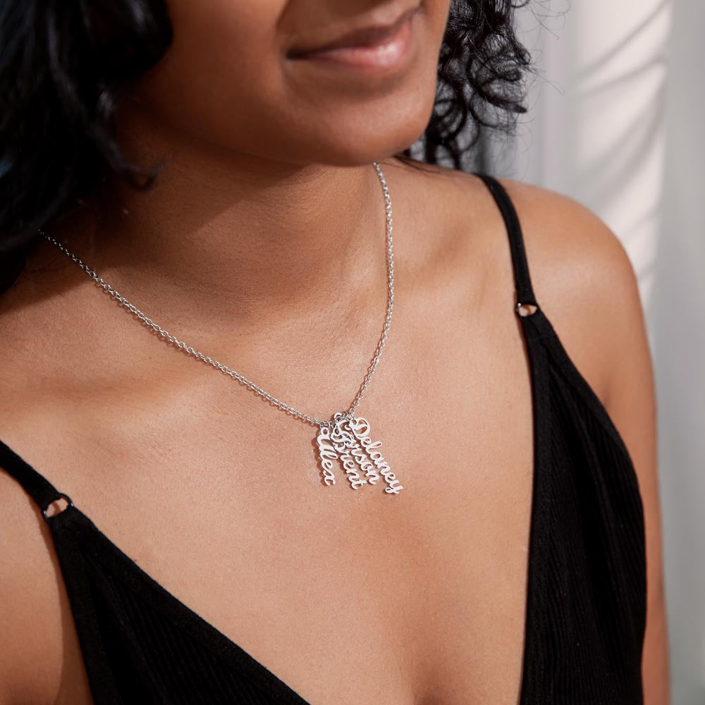 Personalized Mom Multi Vertical Name Necklace
