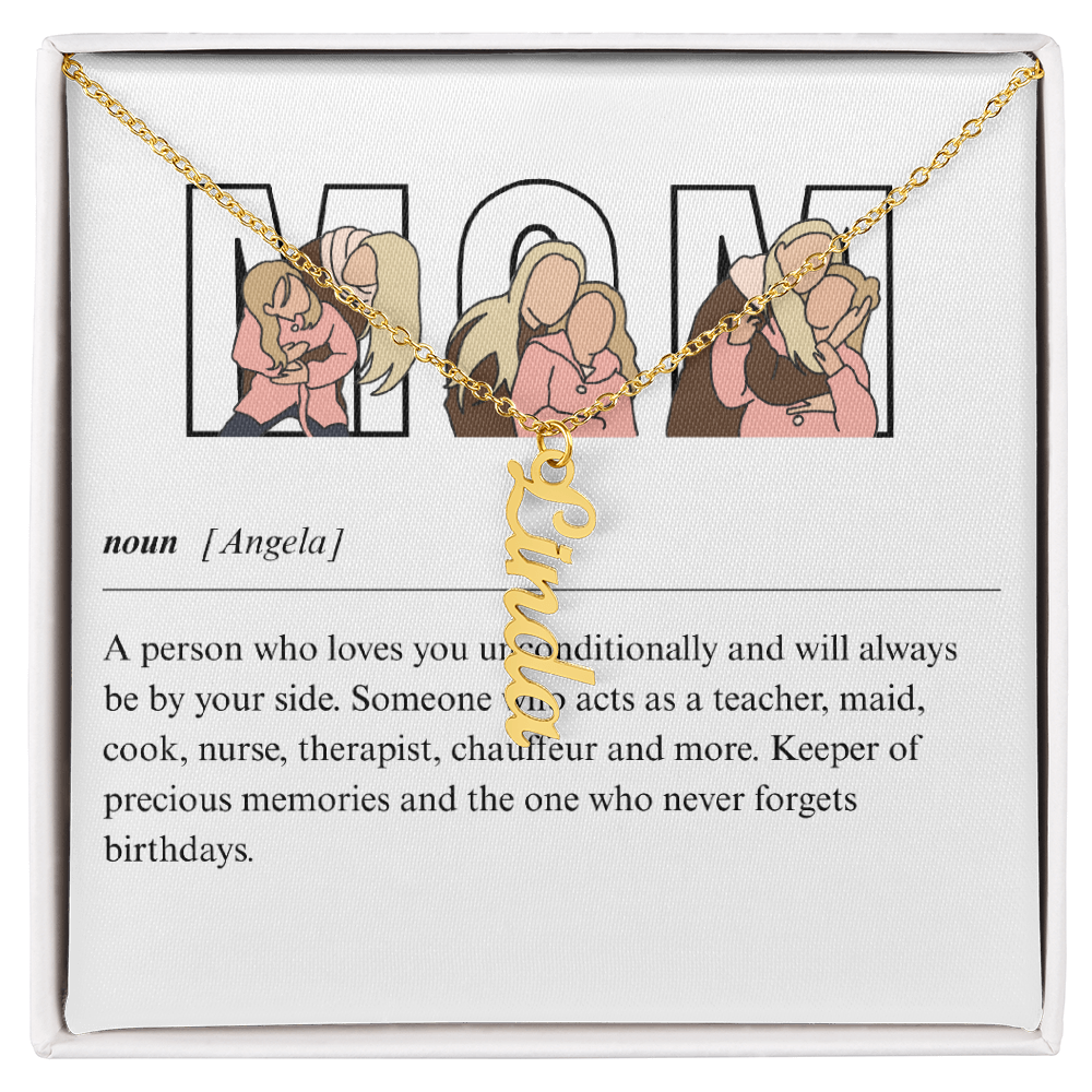 Personalized Mom Multi Vertical Name Necklace