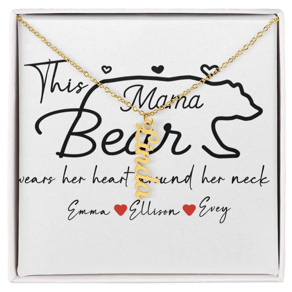 Personalized Mama Bear Multi Vertical Name Necklace