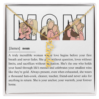 Personalized Mom Multi Vertical Name Necklace
