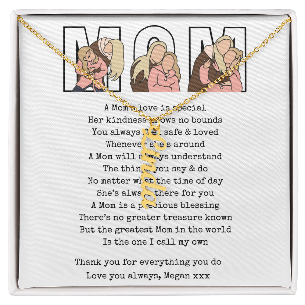 Personalized Mom Multi Vertical Name Necklace