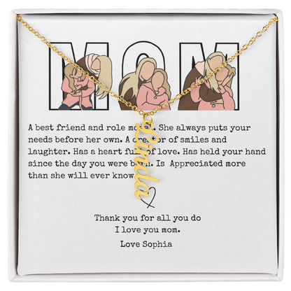 Personalized Mom Multi Vertical Name Necklace