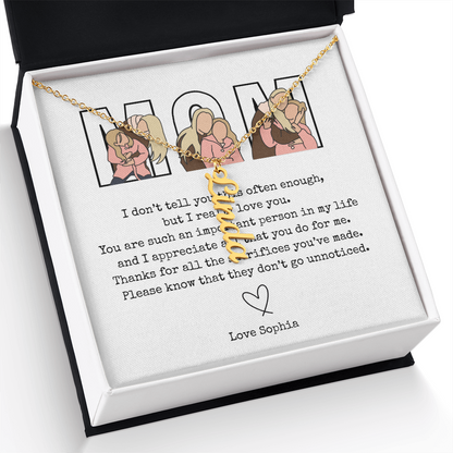 Personalized Mom Multi Vertical Name Necklace