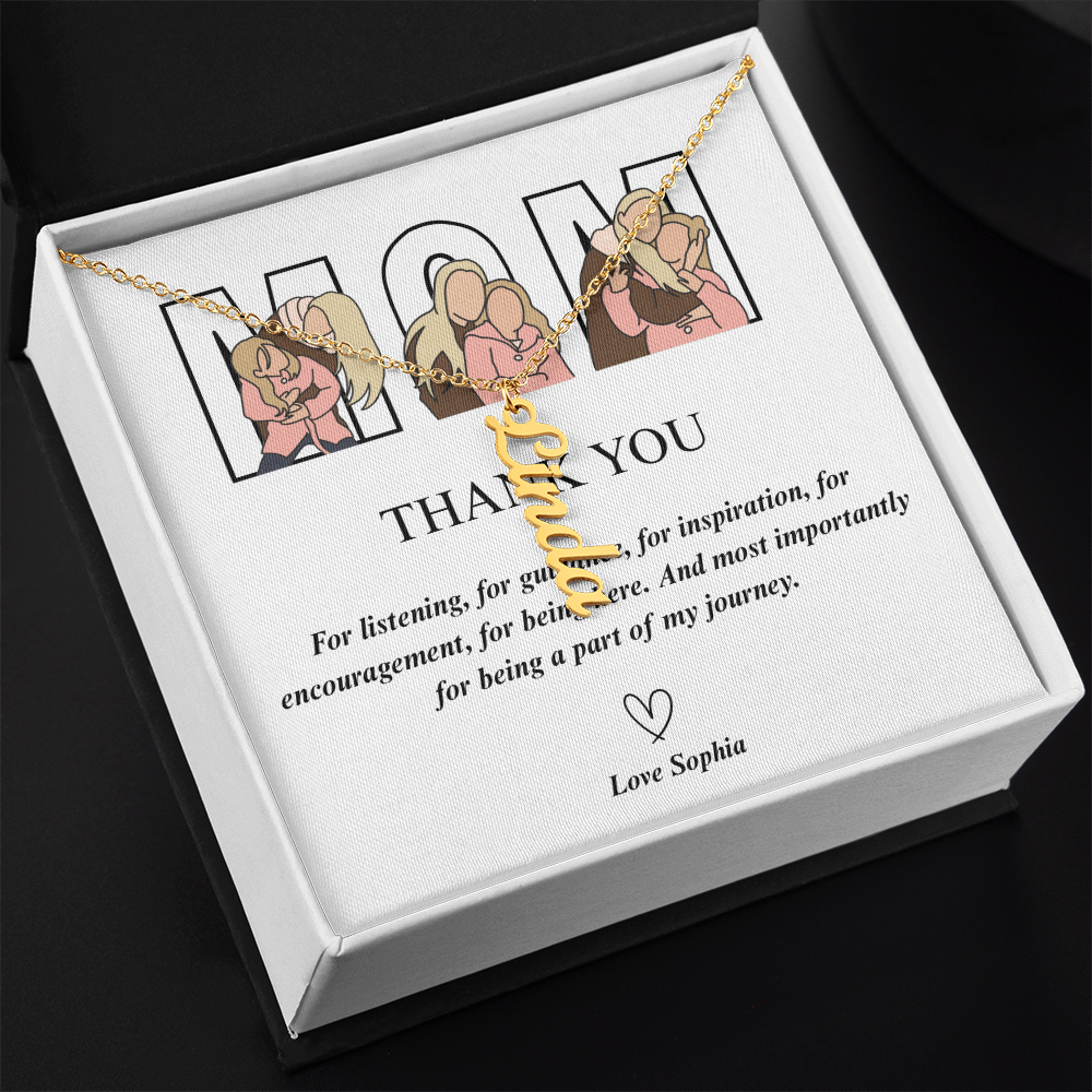 Personalized Thank You Mom Multi Vertical Name Necklace