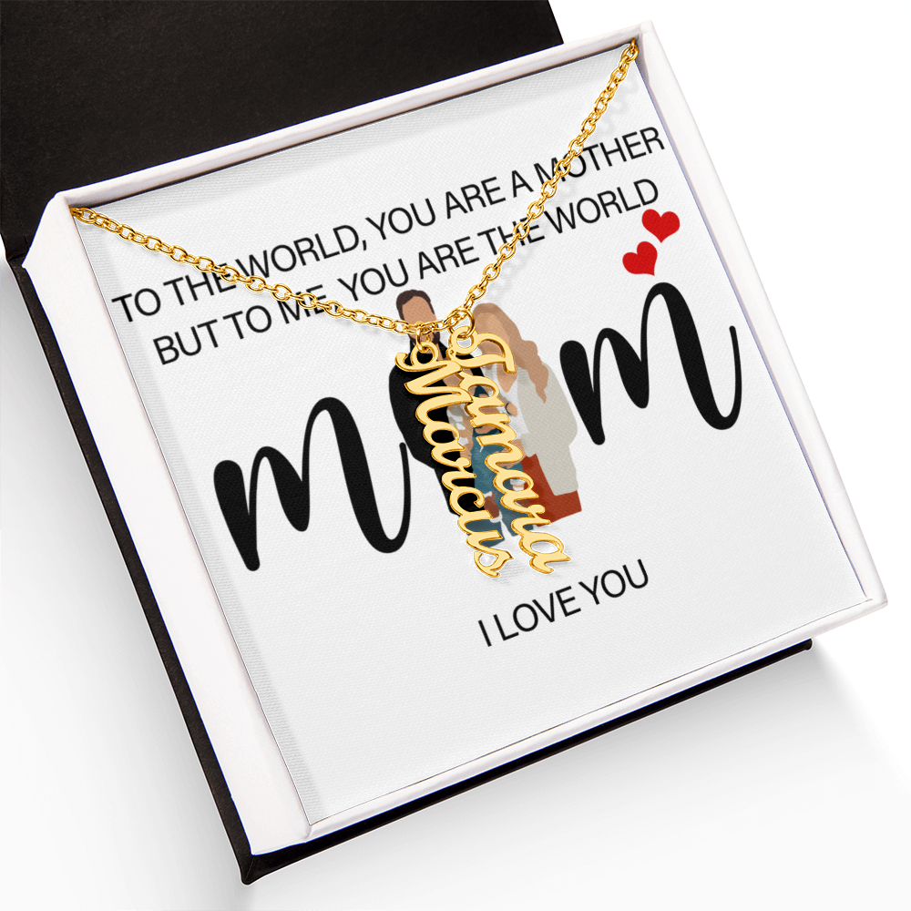Personalized Mom I Love You Multi Vertical Name Necklace