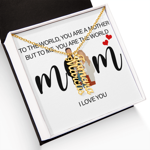Personalized Mom I Love You Multi Vertical Name Necklace