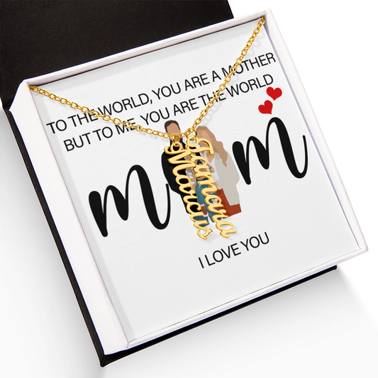 Personalized Mom I Love You Multi Vertical Name Necklace