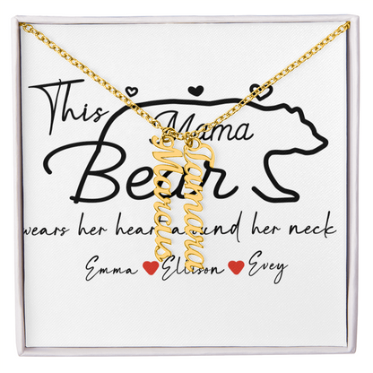 Personalized Mama Bear Multi Vertical Name Necklace