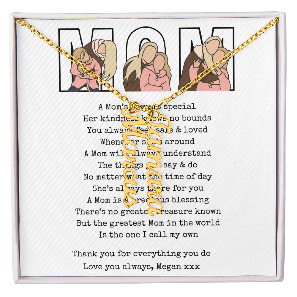 Personalized Mom Multi Vertical Name Necklace
