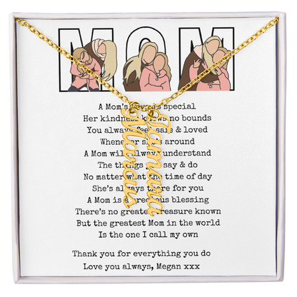 Personalized Mom Multi Vertical Name Necklace