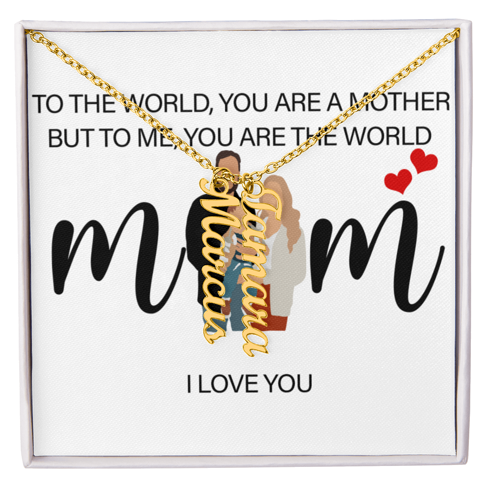 Personalized Mom I Love You Multi Vertical Name Necklace