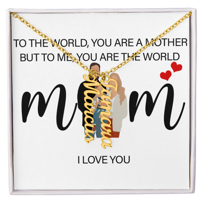 Personalized Mom I Love You Multi Vertical Name Necklace