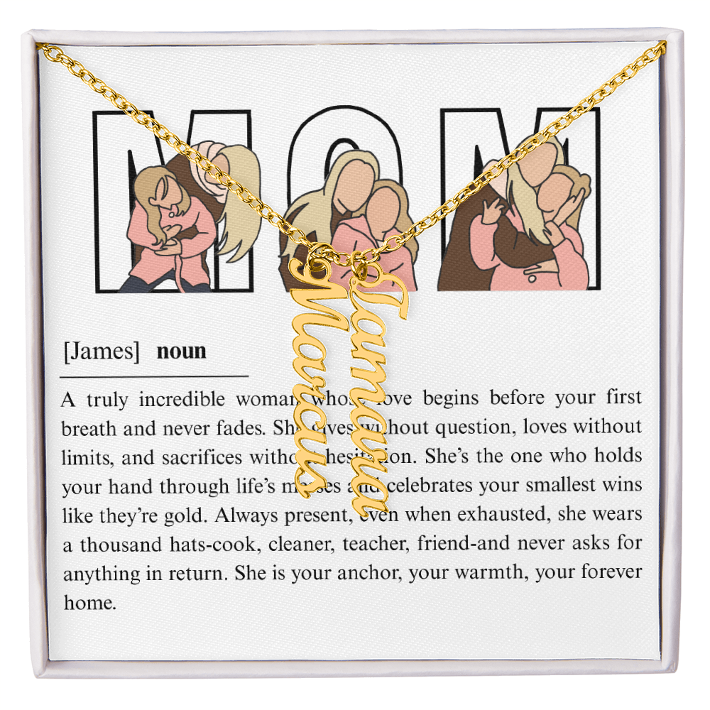 Personalized Mom Multi Vertical Name Necklace