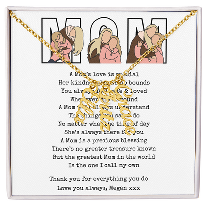 Personalized Mom Multi Vertical Name Necklace
