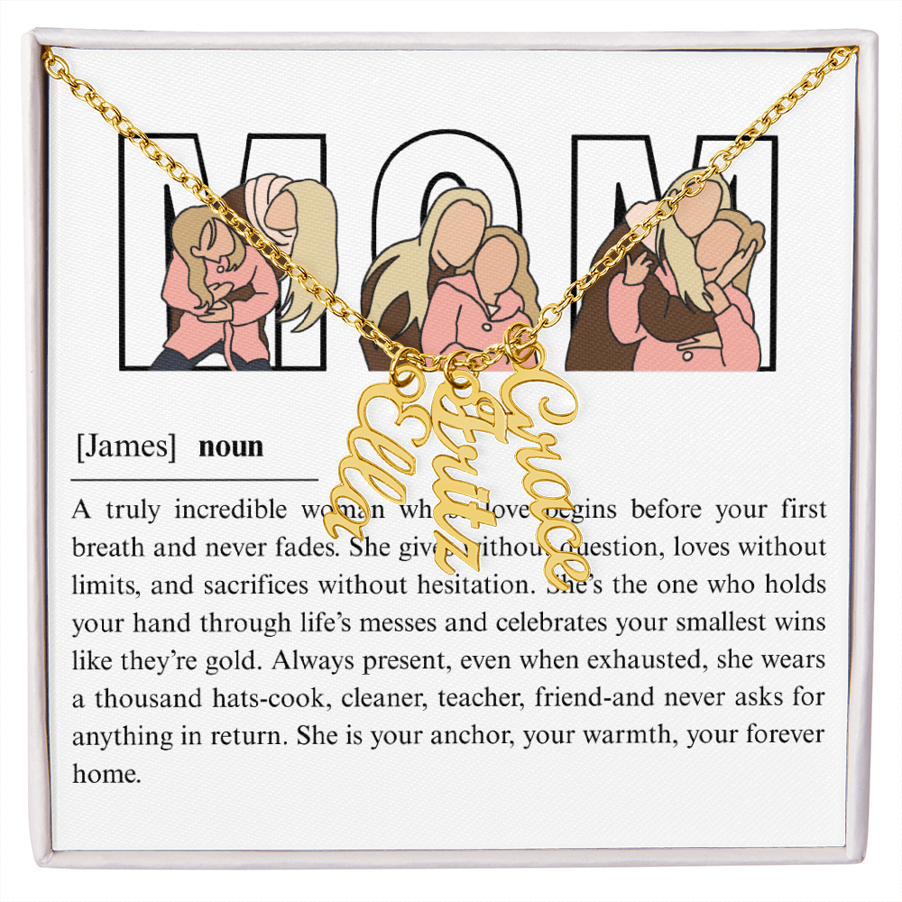 Personalized Mom Multi Vertical Name Necklace