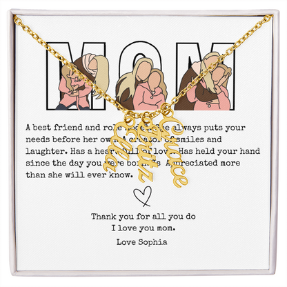 Personalized Mom Multi Vertical Name Necklace