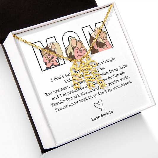 Personalized Mom Multi Vertical Name Necklace