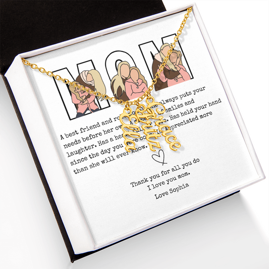 Personalized Mom Multi Vertical Name Necklace