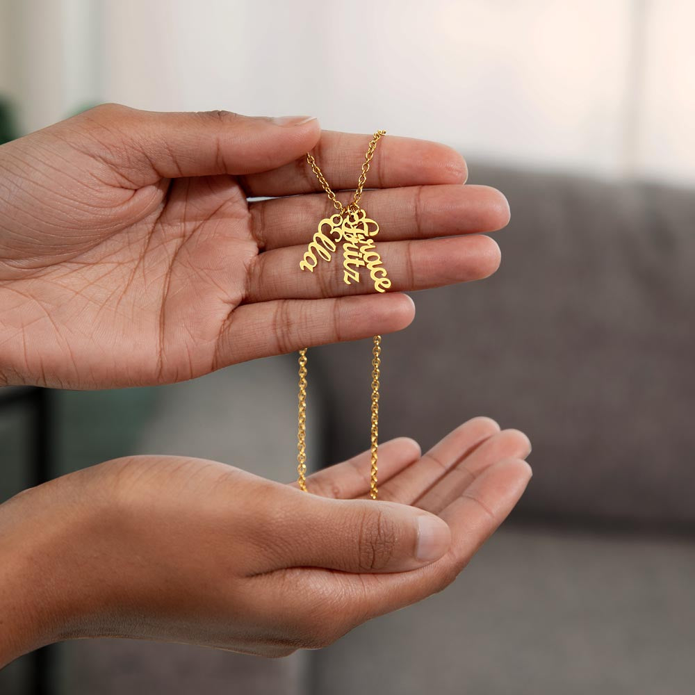 Personalized Mom Multi Vertical Name Necklace