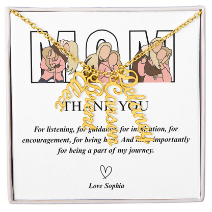 Personalized Thank You Mom Multi Vertical Name Necklace