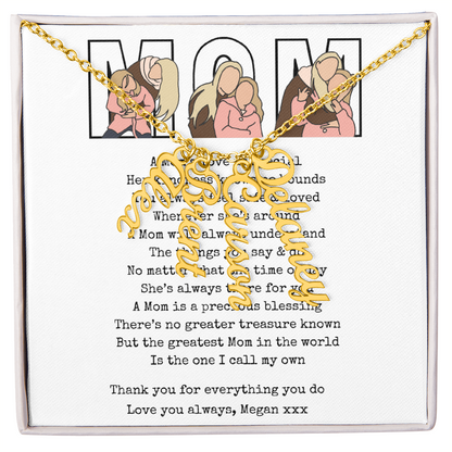 Personalized Mom Multi Vertical Name Necklace