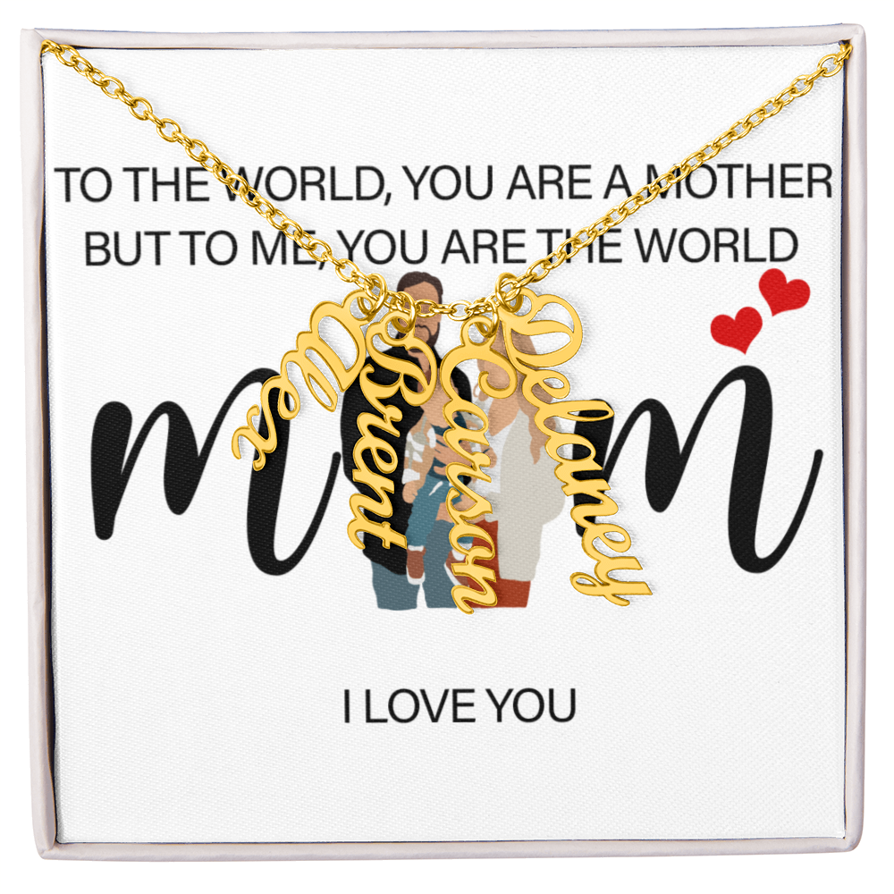Personalized Mom I Love You Multi Vertical Name Necklace
