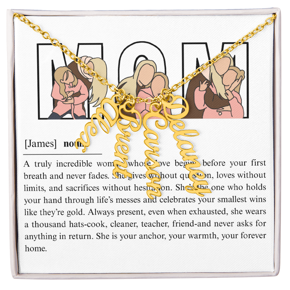 Personalized Mom Multi Vertical Name Necklace