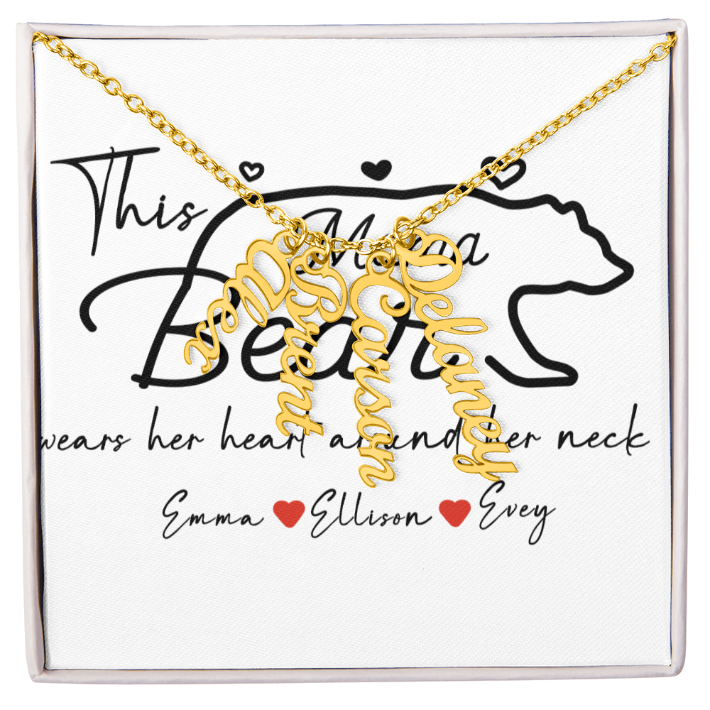 Personalized Mama Bear Multi Vertical Name Necklace