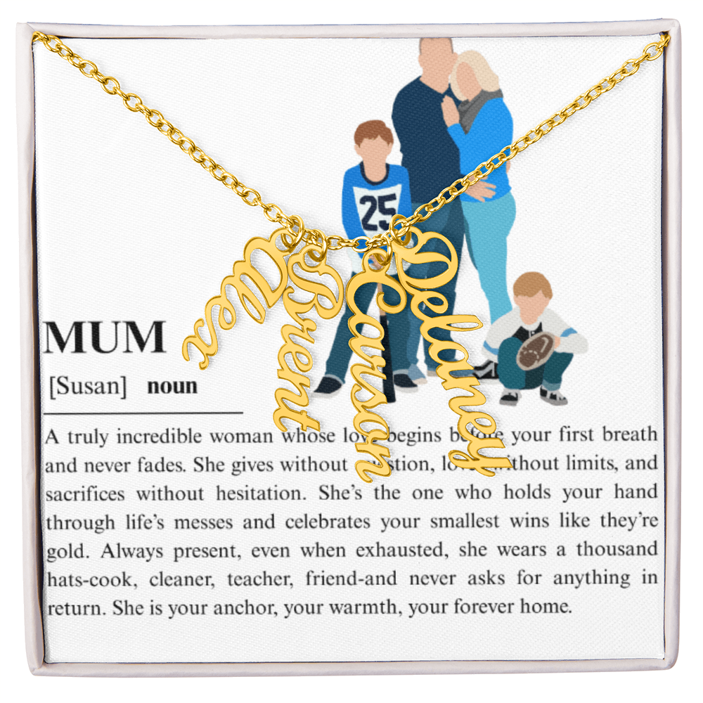 Personalized Mum Multi Vertical Name Necklace