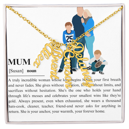 Personalized Mum Multi Vertical Name Necklace