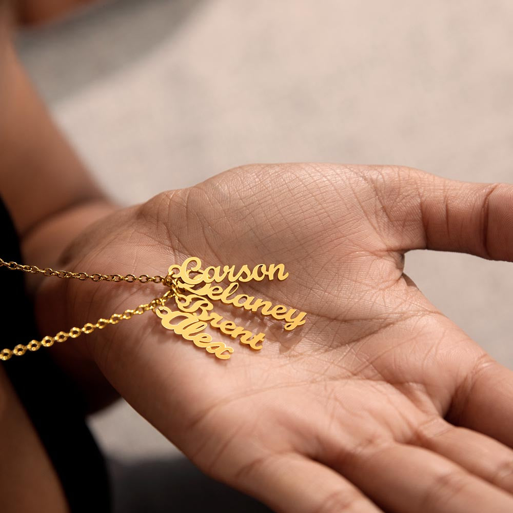 Personalized Mom Multi Vertical Name Necklace