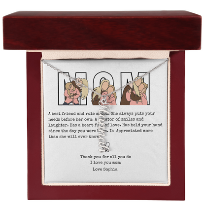 Personalized Mom Multi Vertical Name Necklace