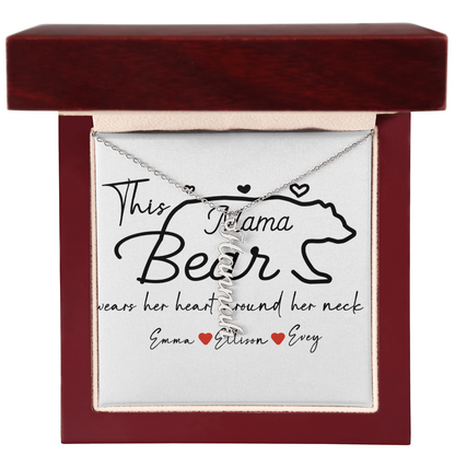 Personalized Mama Bear Multi Vertical Name Necklace