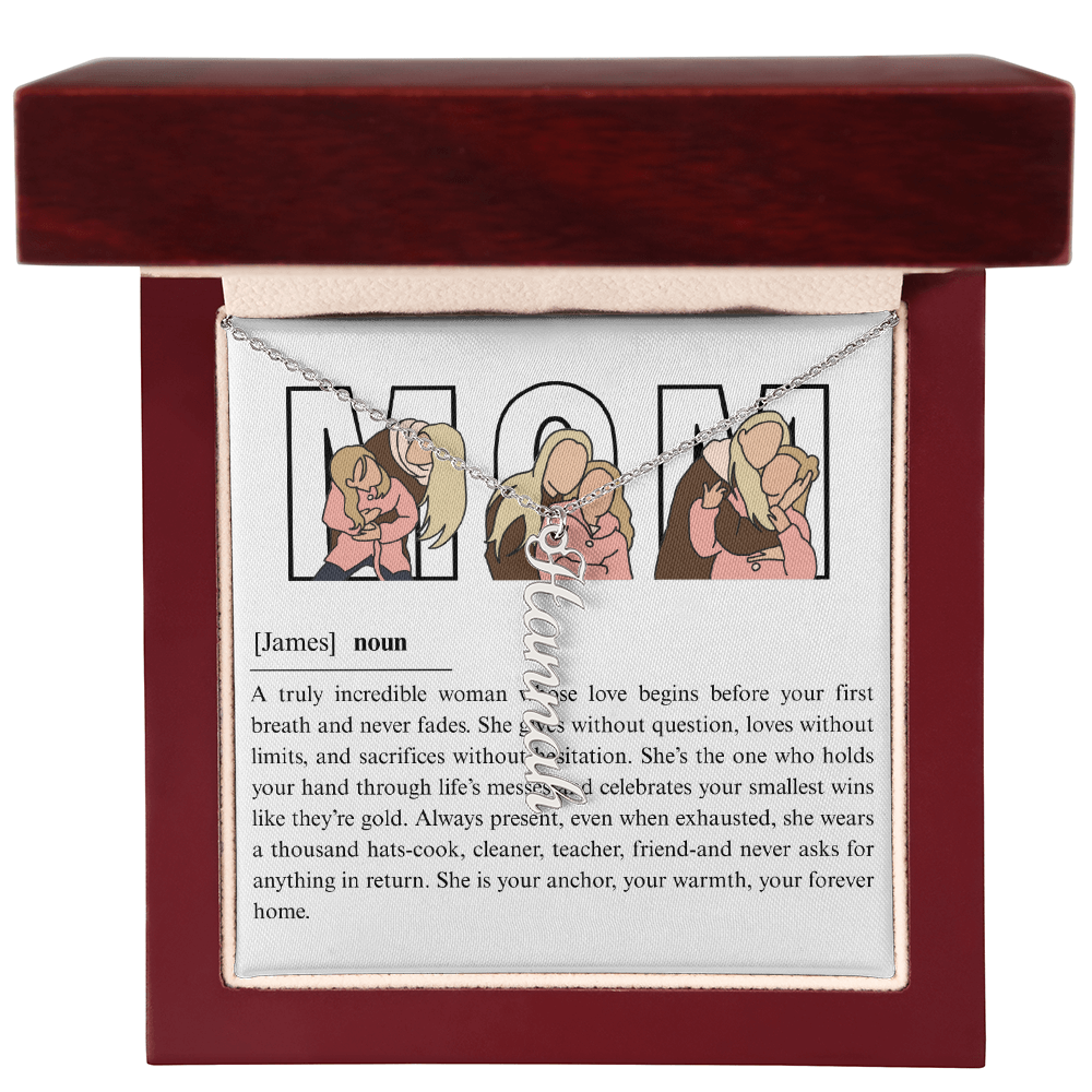 Personalized Mom Multi Vertical Name Necklace